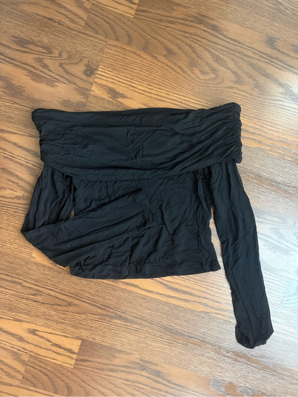 Pretty Garbage Off-the-Shoulder Black Long Sleeve Top